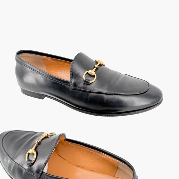 Gucci Jordaan Horsebit Loafer Flat Size 37 US 7 Black Leather Slip On Brixton - Picture 9 of 16